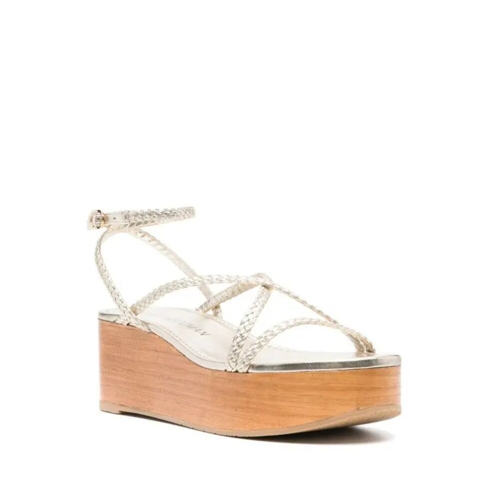 Stuart Weitzman Wovette Wedge Platform Sandal Light Gold 39.5 / US9